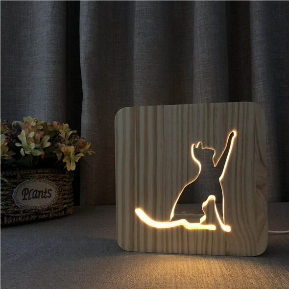 Wooden Ambient night light Kawaii Family