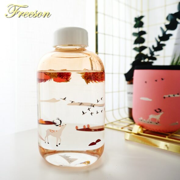 Animal Glass Water Bottle Kawaii Family